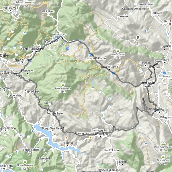 Miniatura mapy "Trasa przez góry Gran Sasso" - trasy rowerowej w Abruzzo, Italy. Wygenerowane przez planer tras rowerowych Tarmacs.app