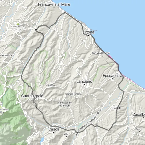 Miniatura mapy "Trasa rowerowa powrotna z Ripa Teatina" - trasy rowerowej w Abruzzo, Italy. Wygenerowane przez planer tras rowerowych Tarmacs.app