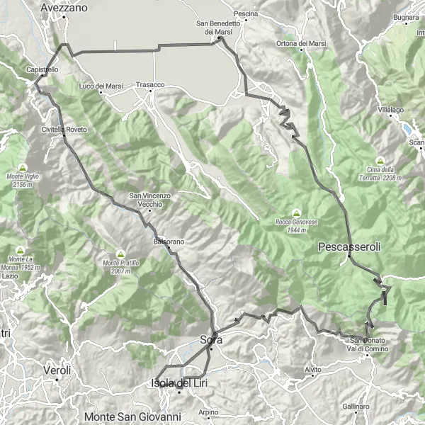 Miniatura mapy "Wspaniała trasa rowerowa w okolicach San Benedetto dei Marsi" - trasy rowerowej w Abruzzo, Italy. Wygenerowane przez planer tras rowerowych Tarmacs.app