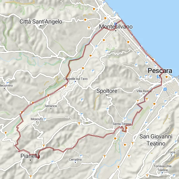 Map miniature of "Gravel Adventure" cycling inspiration in Abruzzo, Italy. Generated by Tarmacs.app cycling route planner