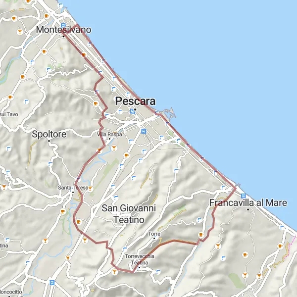 Map miniature of "Gravel Trailblazer" cycling inspiration in Abruzzo, Italy. Generated by Tarmacs.app cycling route planner