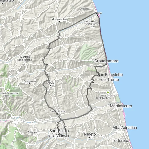 Karten-Miniaturansicht der Radinspiration "Die Hügel von Abruzzo" in Abruzzo, Italy. Erstellt vom Tarmacs.app-Routenplaner für Radtouren