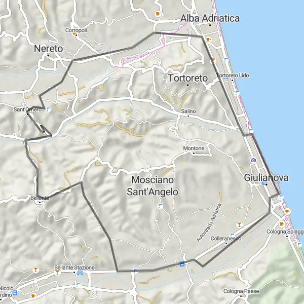 Miniatura mapy "Trasa rowerowa Tortoreto Lido - Barracche" - trasy rowerowej w Abruzzo, Italy. Wygenerowane przez planer tras rowerowych Tarmacs.app