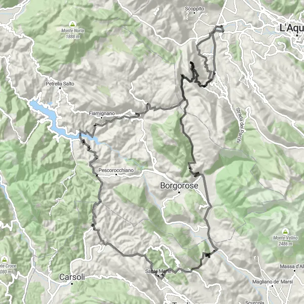 Miniatura della mappa di ispirazione al ciclismo "Strada Monte Frontino" nella regione di Abruzzo, Italy. Generata da Tarmacs.app, pianificatore di rotte ciclistiche