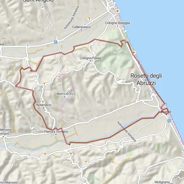 Miniatura mapy "Krótka Trasa Gravel od Scerne do Roseto degli Abruzzi" - trasy rowerowej w Abruzzo, Italy. Wygenerowane przez planer tras rowerowych Tarmacs.app