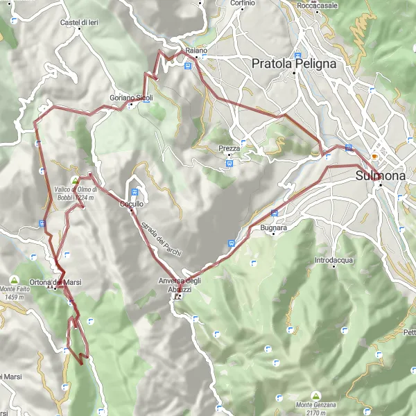 Miniatuurkaart van de fietsinspiratie "Rondrit Bugnara - Aschi Alto" in Abruzzo, Italy. Gemaakt door de Tarmacs.app fietsrouteplanner