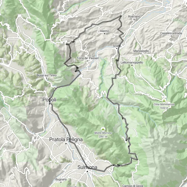 Karten-Miniaturansicht der Radinspiration "Abenteuertour um Sulmona - Sant'Eufemia a Maiella" in Abruzzo, Italy. Erstellt vom Tarmacs.app-Routenplaner für Radtouren