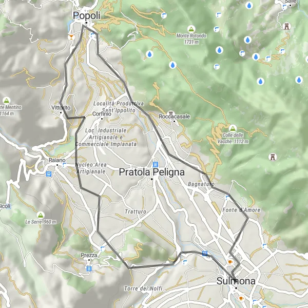 Miniatura della mappa di ispirazione al ciclismo "Locomotiva 835.092 - Riserva Naturale Sorgenti del Pescara Cycling Route" nella regione di Abruzzo, Italy. Generata da Tarmacs.app, pianificatore di rotte ciclistiche