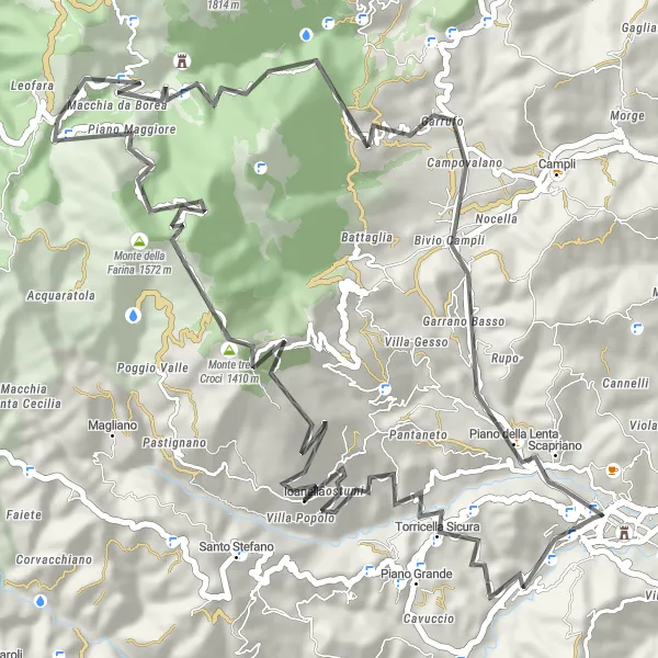 Karten-Miniaturansicht der Radinspiration "Kultur- und Naturtour durch Campovalano und Tre Croci" in Abruzzo, Italy. Erstellt vom Tarmacs.app-Routenplaner für Radtouren