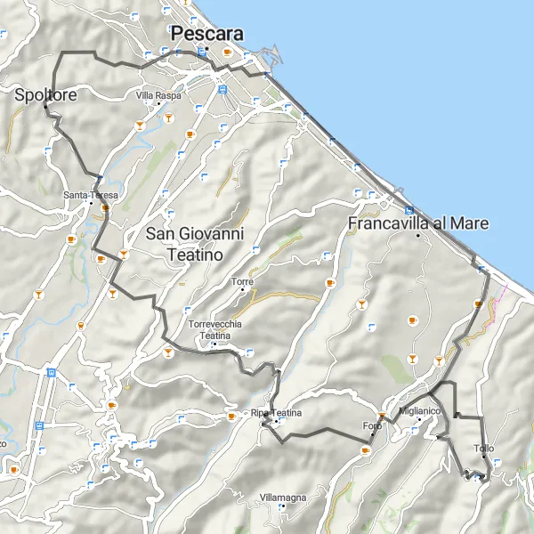 Miniatura mapy "Wejście w głąb krajobrazu Abruzji" - trasy rowerowej w Abruzzo, Italy. Wygenerowane przez planer tras rowerowych Tarmacs.app