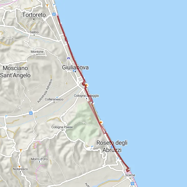 Miniatura mapy "Trasa rowerowa wokół Tortoreto Lido" - trasy rowerowej w Abruzzo, Italy. Wygenerowane przez planer tras rowerowych Tarmacs.app