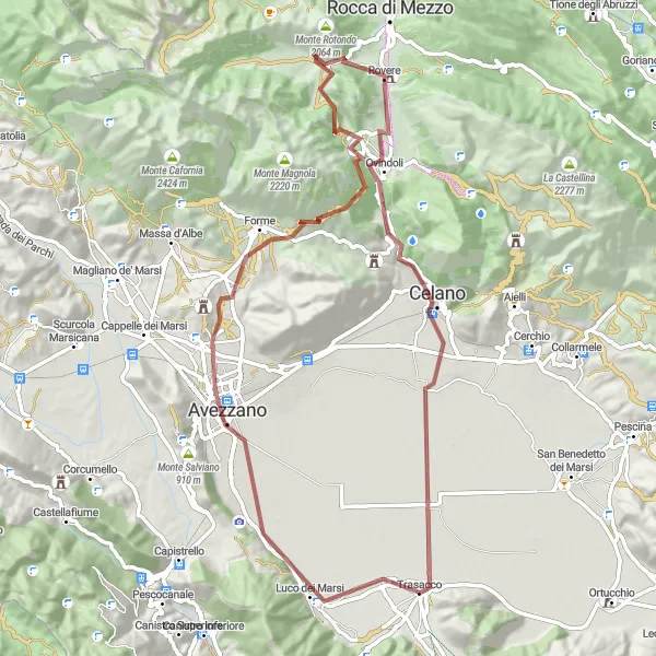 Miniatura della mappa di ispirazione al ciclismo "Escursione in mountain bike da Trasacco a Celano attraverso Monte di Selva Canuta" nella regione di Abruzzo, Italy. Generata da Tarmacs.app, pianificatore di rotte ciclistiche