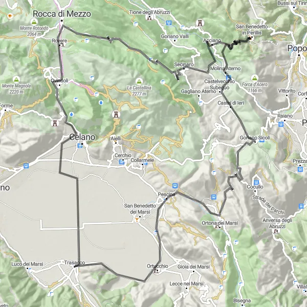 Map miniature of "Road Cycling Route - Gran Sasso Loop" cycling inspiration in Abruzzo, Italy. Generated by Tarmacs.app cycling route planner