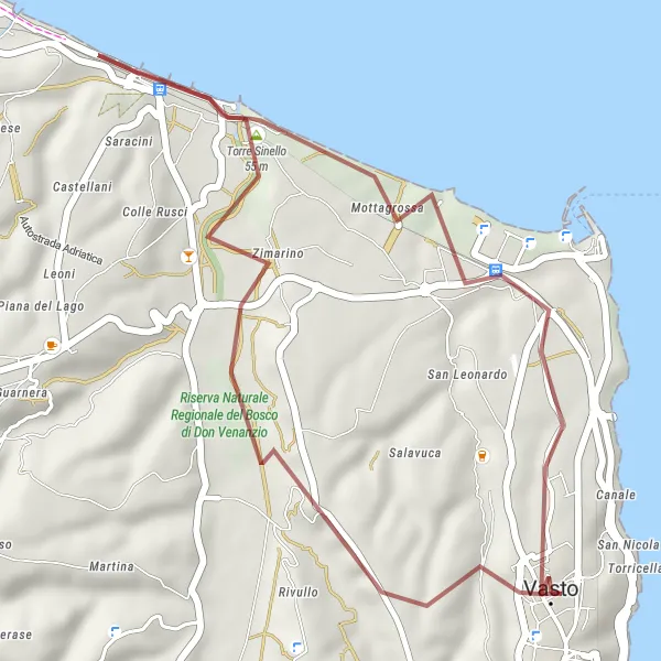 Map miniature of "Gravel Adventure" cycling inspiration in Abruzzo, Italy. Generated by Tarmacs.app cycling route planner