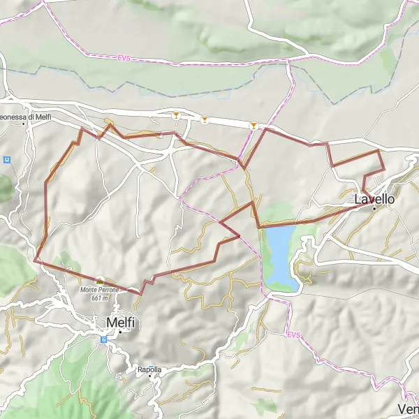 Miniatura della mappa di ispirazione al ciclismo "Scoperta di Bosco Littorio e Monte Perrone" nella regione di Basilicata, Italy. Generata da Tarmacs.app, pianificatore di rotte ciclistiche
