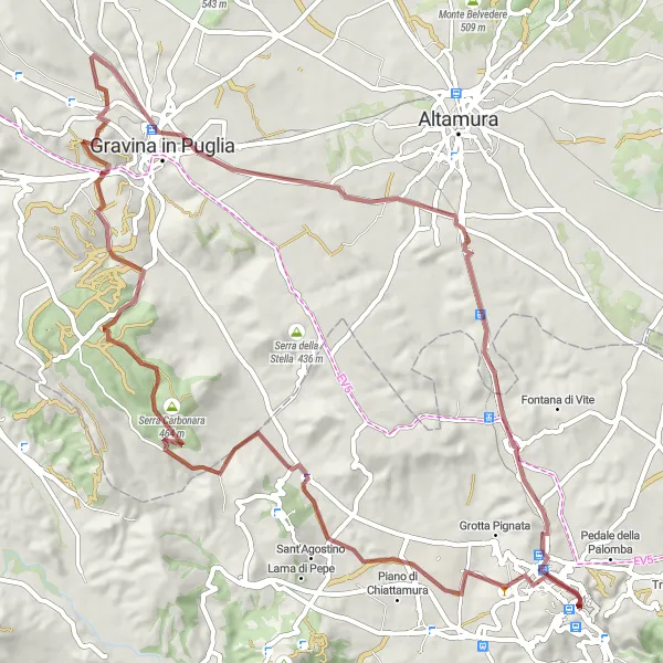 Map miniature of "Gravel Route 1" cycling inspiration in Basilicata, Italy. Generated by Tarmacs.app cycling route planner