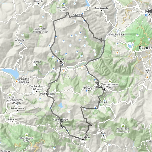 Miniatura della mappa di ispirazione al ciclismo "La Strada degli Antichi Borghi" nella regione di Basilicata, Italy. Generata da Tarmacs.app, pianificatore di rotte ciclistiche