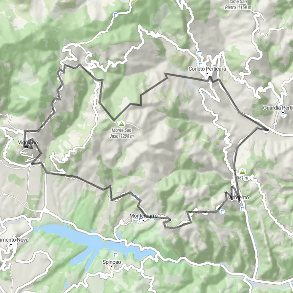 Map miniature of "Scenic Beauty and Cultural Heritage" cycling inspiration in Basilicata, Italy. Generated by Tarmacs.app cycling route planner