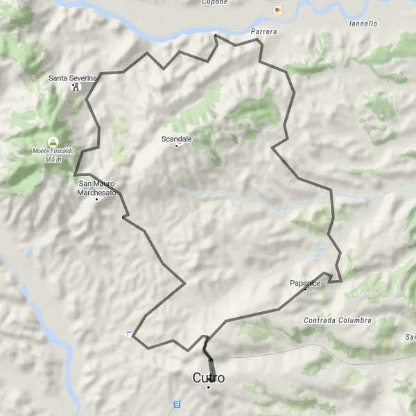 Map miniature of "Coastal Joy" cycling inspiration in Calabria, Italy. Generated by Tarmacs.app cycling route planner