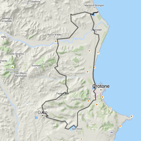 Map miniature of "Olive Grove Experience" cycling inspiration in Calabria, Italy. Generated by Tarmacs.app cycling route planner