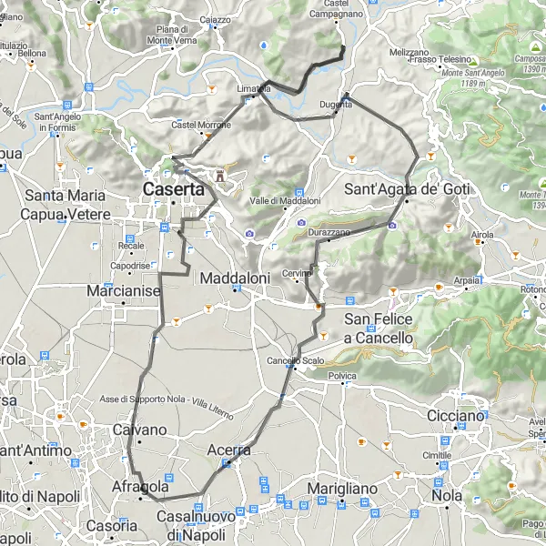 Miniatura della mappa di ispirazione al ciclismo "Giro in bicicletta tra Caivano e Acerra" nella regione di Campania, Italy. Generata da Tarmacs.app, pianificatore di rotte ciclistiche