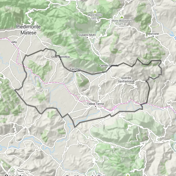 Map miniature of "The Faicchio Loop" cycling inspiration in Campania, Italy. Generated by Tarmacs.app cycling route planner