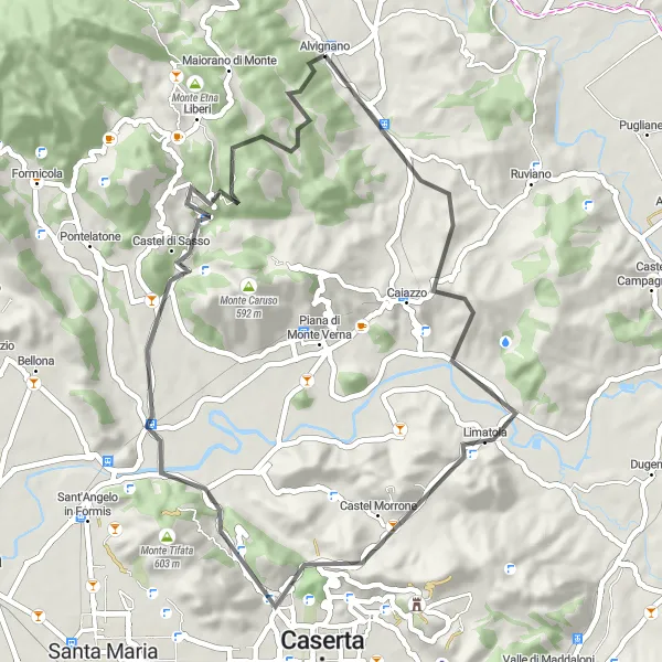 Map miniature of "Limatola Challenge" cycling inspiration in Campania, Italy. Generated by Tarmacs.app cycling route planner
