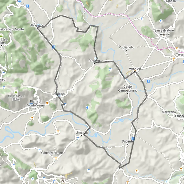 Map miniature of "Ruviano Loop" cycling inspiration in Campania, Italy. Generated by Tarmacs.app cycling route planner