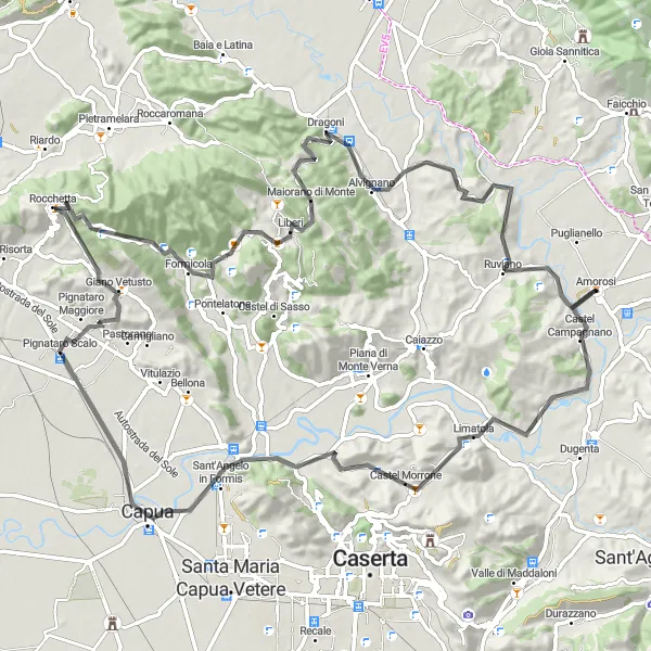 Map miniature of "Scenic Escape" cycling inspiration in Campania, Italy. Generated by Tarmacs.app cycling route planner