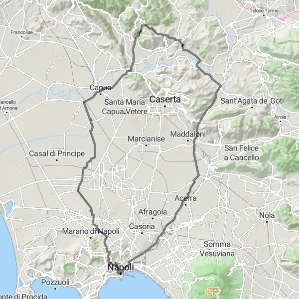 Map miniature of "Arenella to Pendino Loop" cycling inspiration in Campania, Italy. Generated by Tarmacs.app cycling route planner