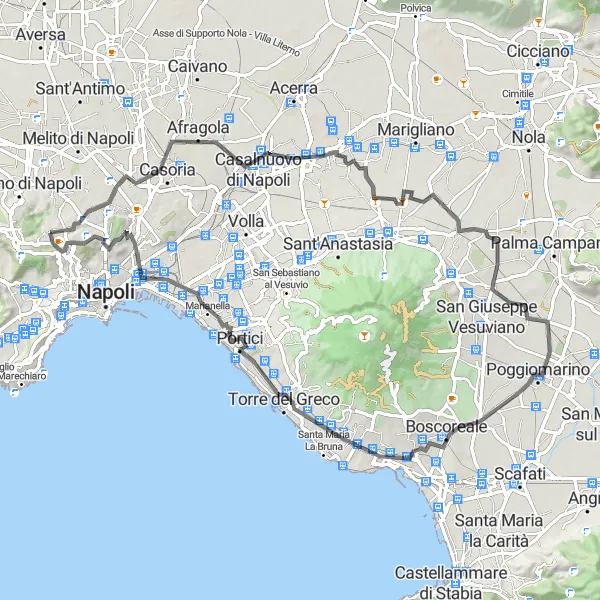Miniatura della mappa di ispirazione al ciclismo "Tour in bicicletta da Arenella a Belvedere" nella regione di Campania, Italy. Generata da Tarmacs.app, pianificatore di rotte ciclistiche