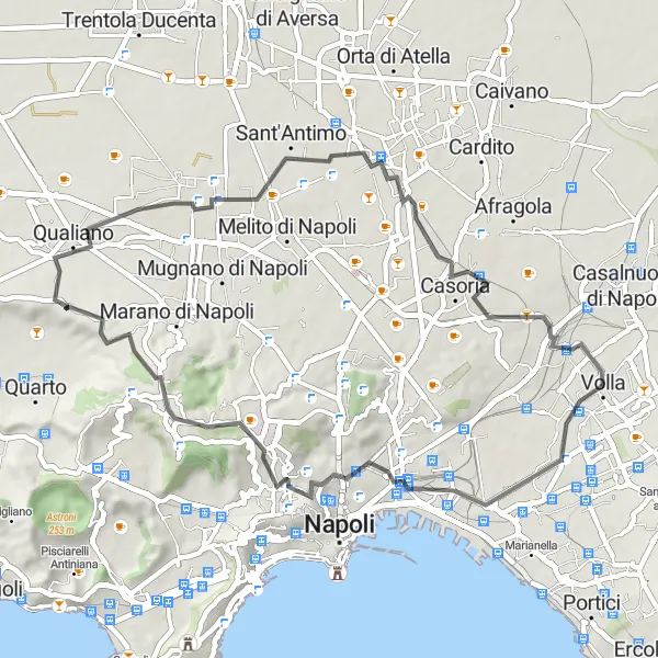 Map miniature of "Rapaci and Coastal Views" cycling inspiration in Campania, Italy. Generated by Tarmacs.app cycling route planner