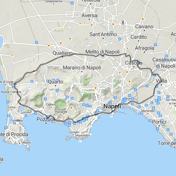 Miniatura della mappa di ispirazione al ciclismo "Circolo di Arpino e Monte Spina" nella regione di Campania, Italy. Generata da Tarmacs.app, pianificatore di rotte ciclistiche
