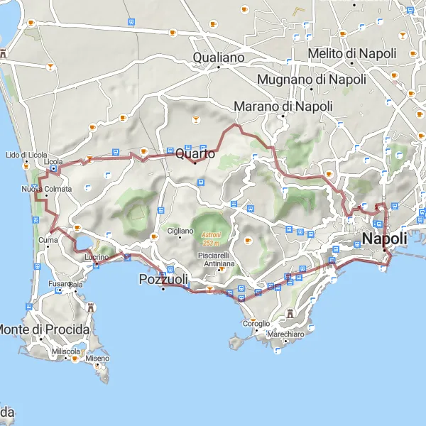 Map miniature of "Gravel Adventure in Campania" cycling inspiration in Campania, Italy. Generated by Tarmacs.app cycling route planner