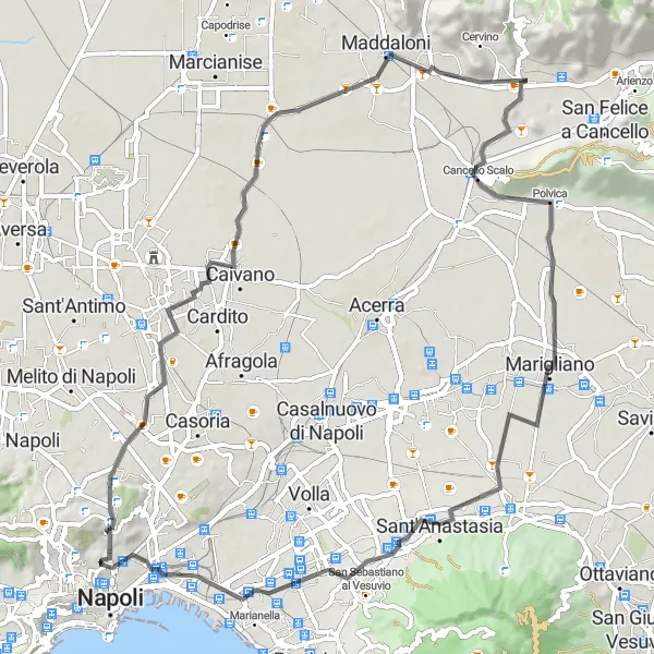 Miniatura della mappa di ispirazione al ciclismo "Tour ciclistico a Sant'Anastasia" nella regione di Campania, Italy. Generata da Tarmacs.app, pianificatore di rotte ciclistiche