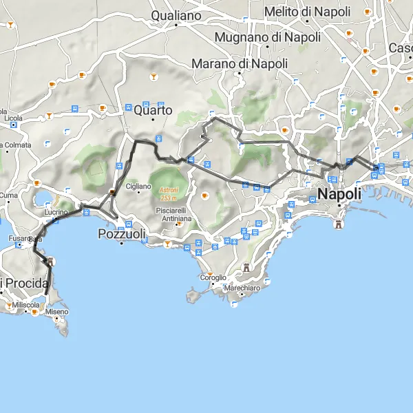 Map miniature of "Bacoli - Pianura Round-Trip" cycling inspiration in Campania, Italy. Generated by Tarmacs.app cycling route planner