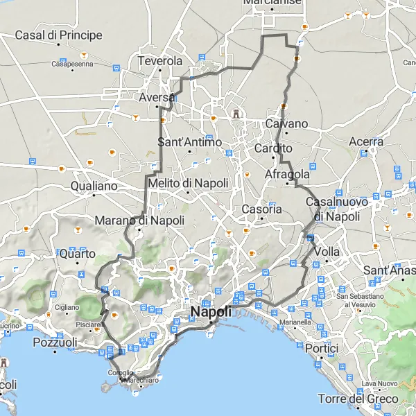 Map miniature of "Marano di Napoli Challenge" cycling inspiration in Campania, Italy. Generated by Tarmacs.app cycling route planner