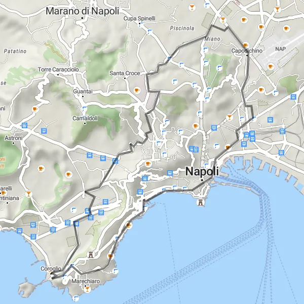 Map miniature of "Fuorigrotta Loop" cycling inspiration in Campania, Italy. Generated by Tarmacs.app cycling route planner
