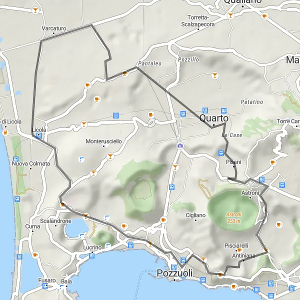 Miniatura della mappa di ispirazione al ciclismo "Giro in bicicletta da Bagnoli a Monte Nuovo" nella regione di Campania, Italy. Generata da Tarmacs.app, pianificatore di rotte ciclistiche
