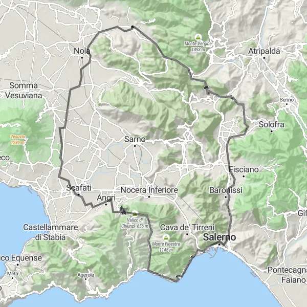 Miniatura della mappa di ispirazione al ciclismo "Avventura su due ruote da Quadrelle ad Avella" nella regione di Campania, Italy. Generata da Tarmacs.app, pianificatore di rotte ciclistiche