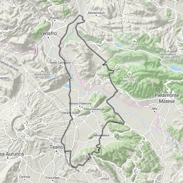 Map miniature of "Volturno Valley Loop" cycling inspiration in Campania, Italy. Generated by Tarmacs.app cycling route planner