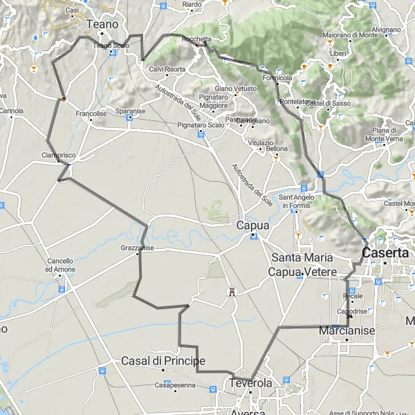 Map miniature of "The Marcianise Loop" cycling inspiration in Campania, Italy. Generated by Tarmacs.app cycling route planner