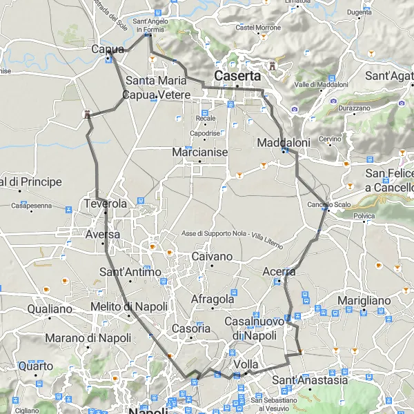 Miniatura della mappa di ispirazione al ciclismo "Circuito ciclistico tra Monte Croce Santa e Aversa" nella regione di Campania, Italy. Generata da Tarmacs.app, pianificatore di rotte ciclistiche