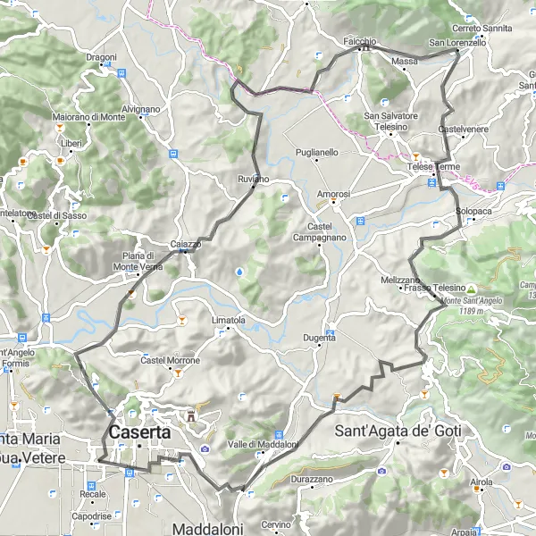 Miniatura della mappa di ispirazione al ciclismo "Cicloturismo tra Casagiove e il Palazzo Reale di Caserta" nella regione di Campania, Italy. Generata da Tarmacs.app, pianificatore di rotte ciclistiche