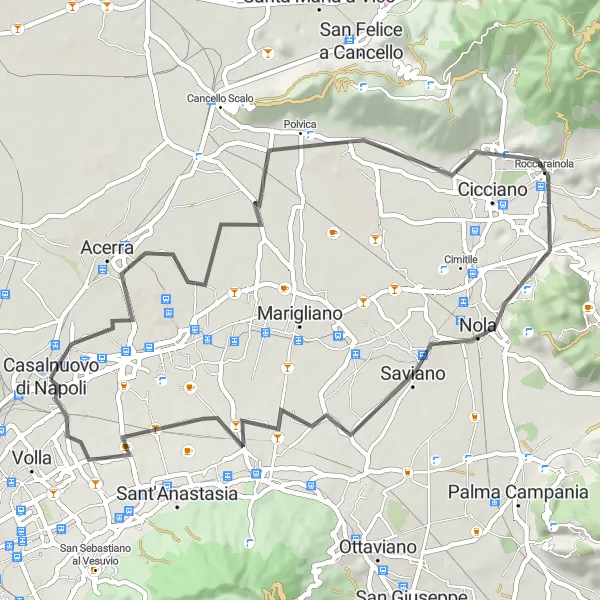 Map miniature of "Nola and Acerra Loop" cycling inspiration in Campania, Italy. Generated by Tarmacs.app cycling route planner