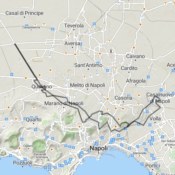 Miniatura della mappa di ispirazione al ciclismo "Esplora Marano di Napoli in bicicletta" nella regione di Campania, Italy. Generata da Tarmacs.app, pianificatore di rotte ciclistiche