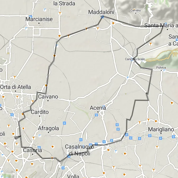 Miniatura della mappa di ispirazione al ciclismo "Tour ciclistico da Casandrino a Casoria" nella regione di Campania, Italy. Generata da Tarmacs.app, pianificatore di rotte ciclistiche