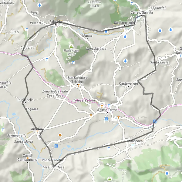 Map miniature of "Solopaca Loop" cycling inspiration in Campania, Italy. Generated by Tarmacs.app cycling route planner