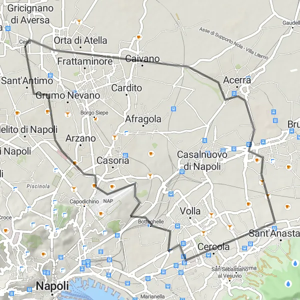 Map miniature of "Acerra to Casavatore Route" cycling inspiration in Campania, Italy. Generated by Tarmacs.app cycling route planner