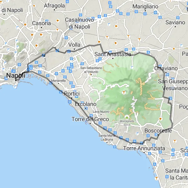 Map miniature of "Chiaia - Naples Loop" cycling inspiration in Campania, Italy. Generated by Tarmacs.app cycling route planner